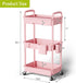 Sorgion 3 Tier Rolling Cart Organizer,Laundry Room Bathroom Organizers and Storage Office Shelves Mobile Shelving Unit