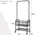 Black Rolling Laundry Hamper with Wheels, Laundry Basket Sorter Cart, Shelf Hanging Rack