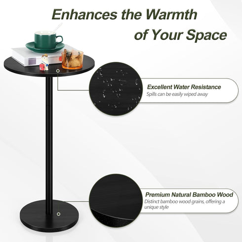 Vrisa Drink Table for Small Spaces Round Pedestal Small Modern Martini End Table Accent Side Table for Living Room