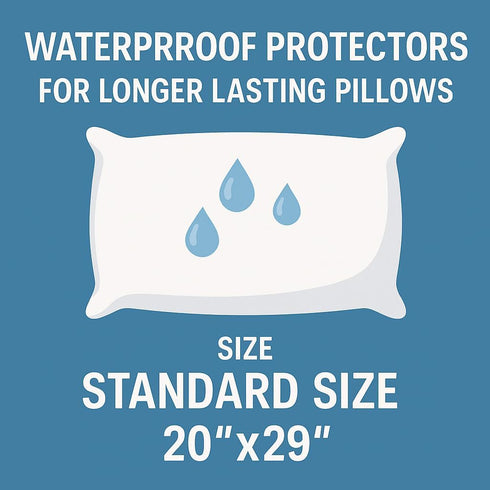 4 Pack Deluxe Zippered Vinyl Pillow Covers - Waterproof Protectors, Standard Size 20"x29"