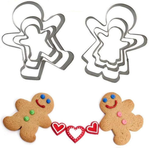 Gingerbread Man and Woman Cookie Cutters Set, 6 pcs Stainless Steel Baking DIY Molds
