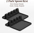 Black Silicone Spoon Rest with Drip Pad - Heat-Resistant Utensil Rest & Spoon Holder for Kitchen Counter