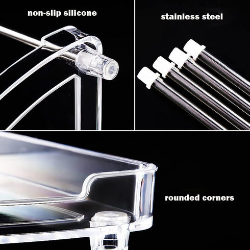 QIYUSHRY Countertop 3 Bathroom Organizer Storage Clear Tier Skincare Organizer Acrylic Corner Shelf Rack Stand
