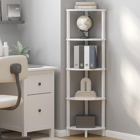 VIMBER Corner Shelf, 5-Tier Corner Bookshelf, Industrial Corner Ladder Shelf, Modern Display