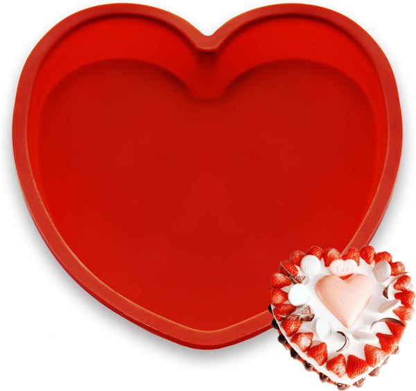 QTECLOR Silicone Heart Shaped Cake Pans, Nonstick Heart Cake Mold for Cakes and Brownies