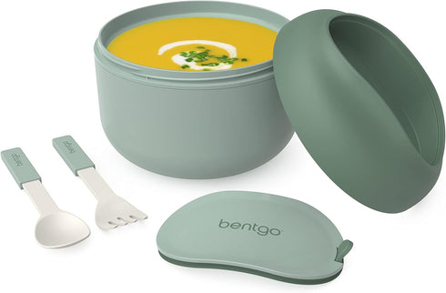 Bentgo Bowl, Insulated Leak-Resistant Bowl with Collapsible Utensils, BPA-Free, 21.2 oz, Khaki Green