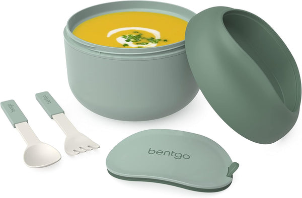 Bentgo Bowl, Insulated Leak-Resistant Bowl with Collapsible Utensils, BPA-Free, 21.2 oz, Khaki Green