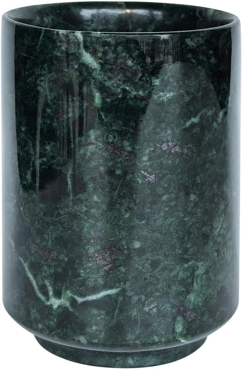Handcrafted Green Marble Tumbler Cup | Multi-Use Organizer for Pens, Makeup Brushes,
