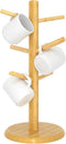 C&AHOME Coffee Mug Tree - 6 Hooks Wooden Holder Rack Stand for Countertop Standard Use