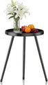 LMGVRZK Small Round Side Table Metal End Table Outdoor Black Side Table Mid-Century