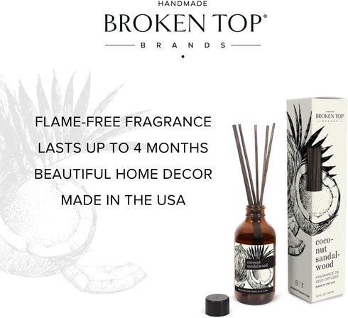 BROKEN TOP Natural Reed Diffuser Set, Coconut Sandalwood