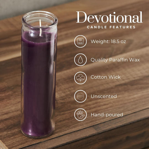 Simply Soson 2x8 inch Purple Devotional Candles in Glass Jar, 3 Pack, 90 Hours, Tall Pillar Candles