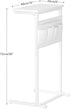LET501W C Shaped End Table, Side Table for Sofa, Small TV Tray, Couch Table with Storage Bag for Small Space, Living