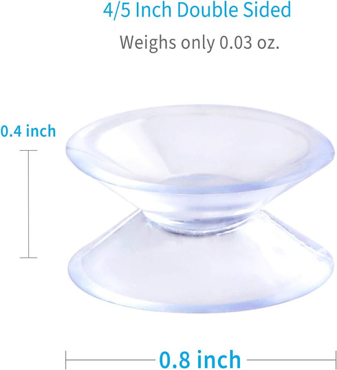 Pawfly 20 Pack Double Sided Suction Cups - 0.8 Inch Clear PVC Plastic for Glass Table Mirror
