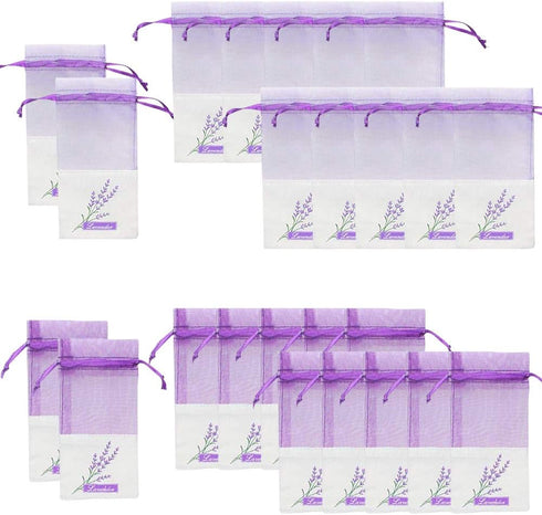 Sachet Empty Bags - Linen Fabric Organza Gauze Bags for Lavender, Spice, and Herbs (24pcs Purple Drawstring Bags)