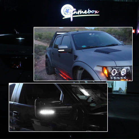 GTINTHEBOX Smoked Lens White LED Side Mirror Marker Turn Signal Light Lamp - Compatible with 2009-2014 Ford F150