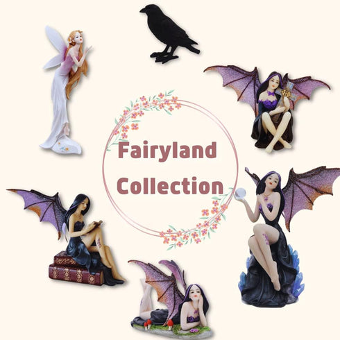 Comfy Hour Fairyland Collection 6” Dark Fairy Witch Figurine Holding Pumpkin, Halloween Theme Gift & Home Decoration