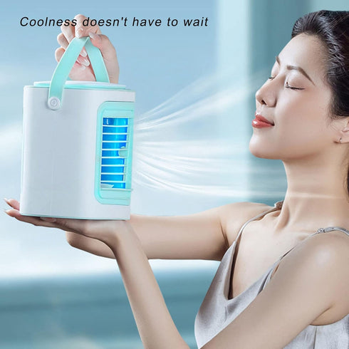Mini Air Conditioner, Portable AC, Desktop USB Air Conditioning Fan with 3 Gear Speed Control