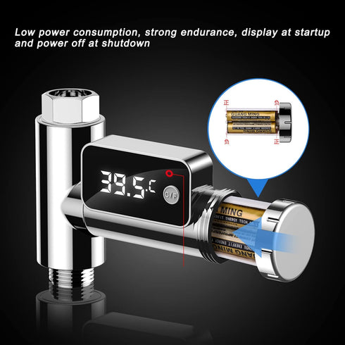 Fdit Instant-Read Shower Thermometer for Kids & Adults, G1/2 Faucet Thermometer with LED Digital Display for Home