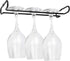 4 Pack Steamware Wine Glass Hanging Rack, Metal Stemware Holder for Under Cabinet Kitchen Bar Pub, Black