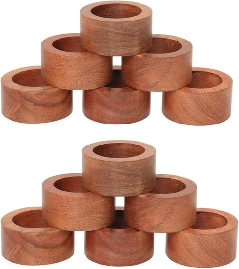 Wooden Napkin Ring for Weddings, Dinner Parties, or Everyday Use (Set of 12, Plane)
