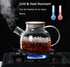 Hwagui Glass Teapot with Infuser, Heat Resistant Kettle for Loose and Blooming Tea, 1000ml/33oz