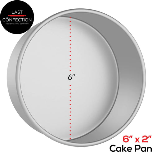 LAST CONFECTION 6" x 2" Aluminum Round Cake Pan - Professional Bakeware by LAST CONFECTION