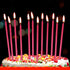 12 Count Long Thin Red Birthday Cake Candles with Holders for Birthday, Wedding Party, Cupcake Decorations