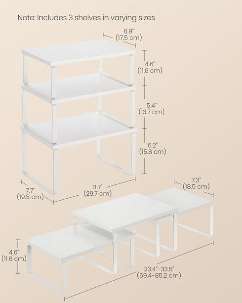 Set 3 Counter UKCS220W01 SONGMICS Cabinet Organizer Shelf, of Kitchen Shelves, Kitchen Storage, Spice Rack, Stackable
