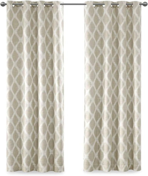 Sun Smart Blakesly Blackout Curtains, 50" x 84", Ikat Print, Thermal Insulated Light Blocking Drape