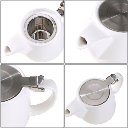 Ceramic Teapot with Stainless Steel Infuser - Heat Resistant 500ml/17oz Tea Pot for Loose and Blooming Tea