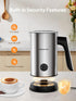 Keenstar Electric Milk Frother, Automatic Milk Steamer Warm or Cold Foam Maker for Coffee, Cappuccino, Latte, Stainless