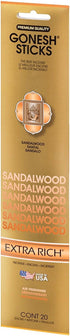Sandalwood GOXRSA Gonesh Stick Incense, Single 20-stick Pack, Gold