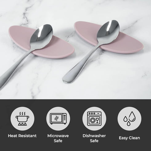 Carrotez Small Silicone Coffee Spoon Rest 2 pcs, Flexible Almond-Shaped Spoon Holder for Kitchen Utensil Rest