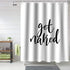 Z&L Home Get Naked Black Script Shower Curtain, White Bathroom Decorations with Hooks, Polyester Fabric 72x78 Inches