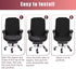 SARAFLORA 2 Pack Stretchable Office Chair Cover, Removable Computer Chair Slipcover with Zipper, Black