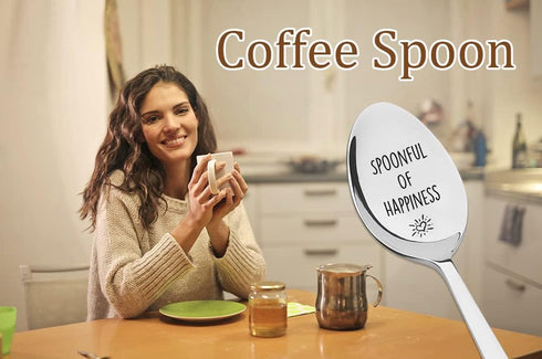 Best Friends Spoon Gifts for Women Men, BFF Birthday Gift for Mom Dad Daughter Son, Spoonful of Happiness for Coffee