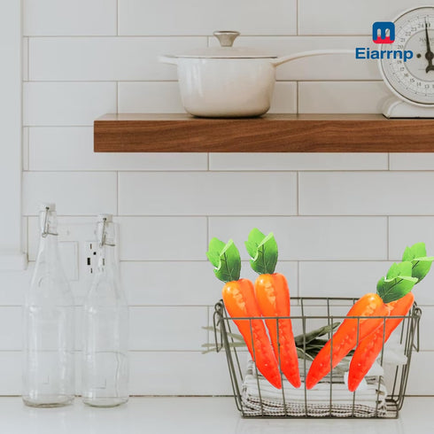 4 Pcs Artificial Fake Vegetables Carrots Decor - Faux Lifelike Simulation Plastic Carrot for Home House Kitchen Party