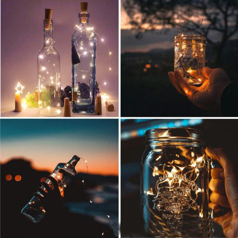 Dreamworth 12 Pack 20 6.6ft Wine Bottle String Lights, LED AAA Battery Powered Cork Fairy Lights for Bedroom, Birthday