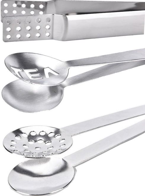 4 Pcs Stainless Steel Tea Bag Tongs, Teabag Squeezer Strainer Holder, Mini Sugar Clip Kitchen Bar Tools