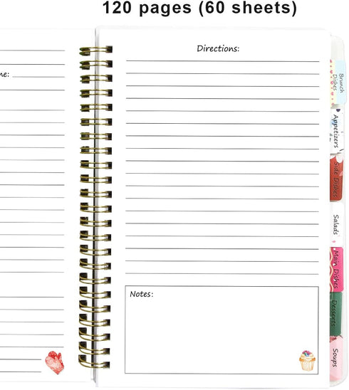 Ceiba Tree Blank Recipe Book to Write Your Own Recipes, 8.7" x 6.3", 120 Pages, Gift Ideas for Women, Mom, Wife.