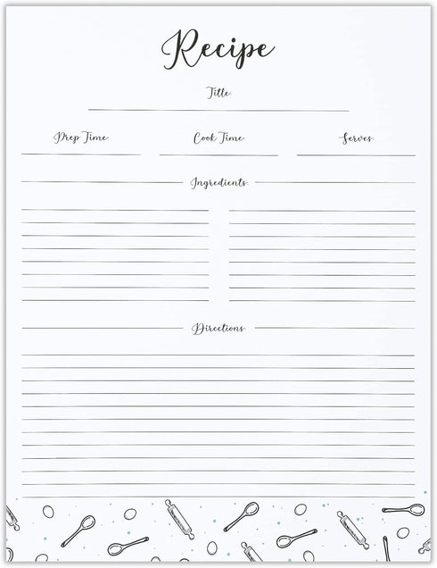Outshine Premium Recipe Paper for 8.5" x 11" Recipe Binders, Farmhouse Design (50 Sheets) | Full Size Recipe Refill