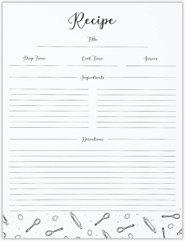 Outshine Premium Recipe Paper for 8.5" x 11" Recipe Binders, Farmhouse Design (50 Sheets) | Full Size Recipe Refill