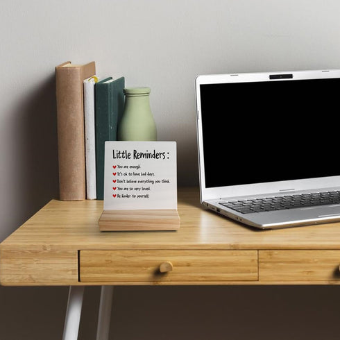 Little Reminders You are Enough Desk Plaque Sign with Stand, Inspirational Decor for College Girls