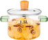 1.5L Glass Cooking Pot, 51oz/6cups Simmer Pot for Stove Top, Oven/Gas Safe (Green Handle)