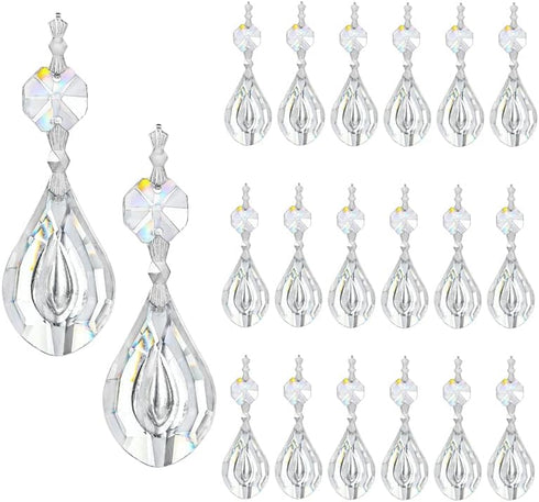 20pcs 38mm Crystal Loquat Shape Chandelier Replacement,Hanging Clear Glass Crystals for Chandelier,Crystal