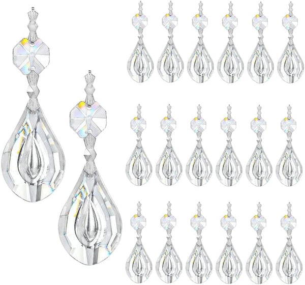 20pcs 38mm Crystal Loquat Shape Chandelier Replacement,Hanging Clear Glass Crystals for Chandelier,Crystal