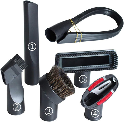 Vacuum Attachments 32mm (1 1/4 inch) Brush, Flexible Crevice Kit for Shop Vac Attachments, 7 Packs