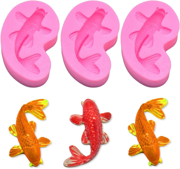 Small Koi Fish Fondant Mold (2.5"x1.4") - MoldFun Carp Sugar Craft Silicone Mold for Cake Decorating