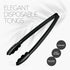 Plasticpro 12'' Serving Tongs, Heavy Duty Reusable Black Tongs for Kitchen and BBQ, Pack of 12 for Parties, Catering,